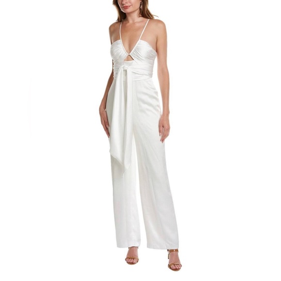 Monique Lhuillier Pants - Monique Lhuillier sleeveless satin jumpsuit
